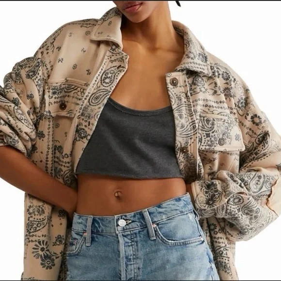 RARE Free People | Ruby West Coast Bandana Print Jacket | Small - Picture 12 of 12